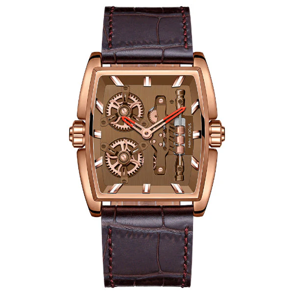 Mini Focus Brown Leather Strap Brown Dial Quartz Watch for Gents - MF0322G-02