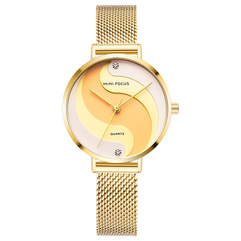 Mini Focus Gold Mesh Bracelet Two-tone Dial Quartz Watch for Ladies - MF0291L-05