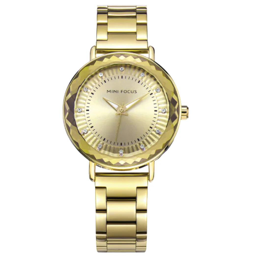 Mini Focus Gold Stainless Steel Gold Dial Quartz Watch for Ladies - MF0040L-01