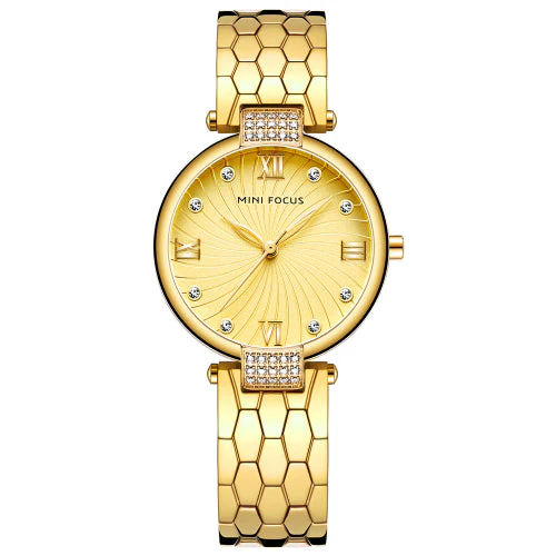 Mini Focus Gold Stainless Steel Gold Dial Quartz Watch for Ladies - MF0186L-05