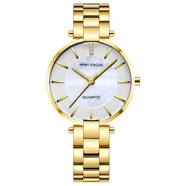 Mini Focus Gold Stainless Steel Mother Of Pearl Dial Quartz Watch for Ladies - MF0224L-02