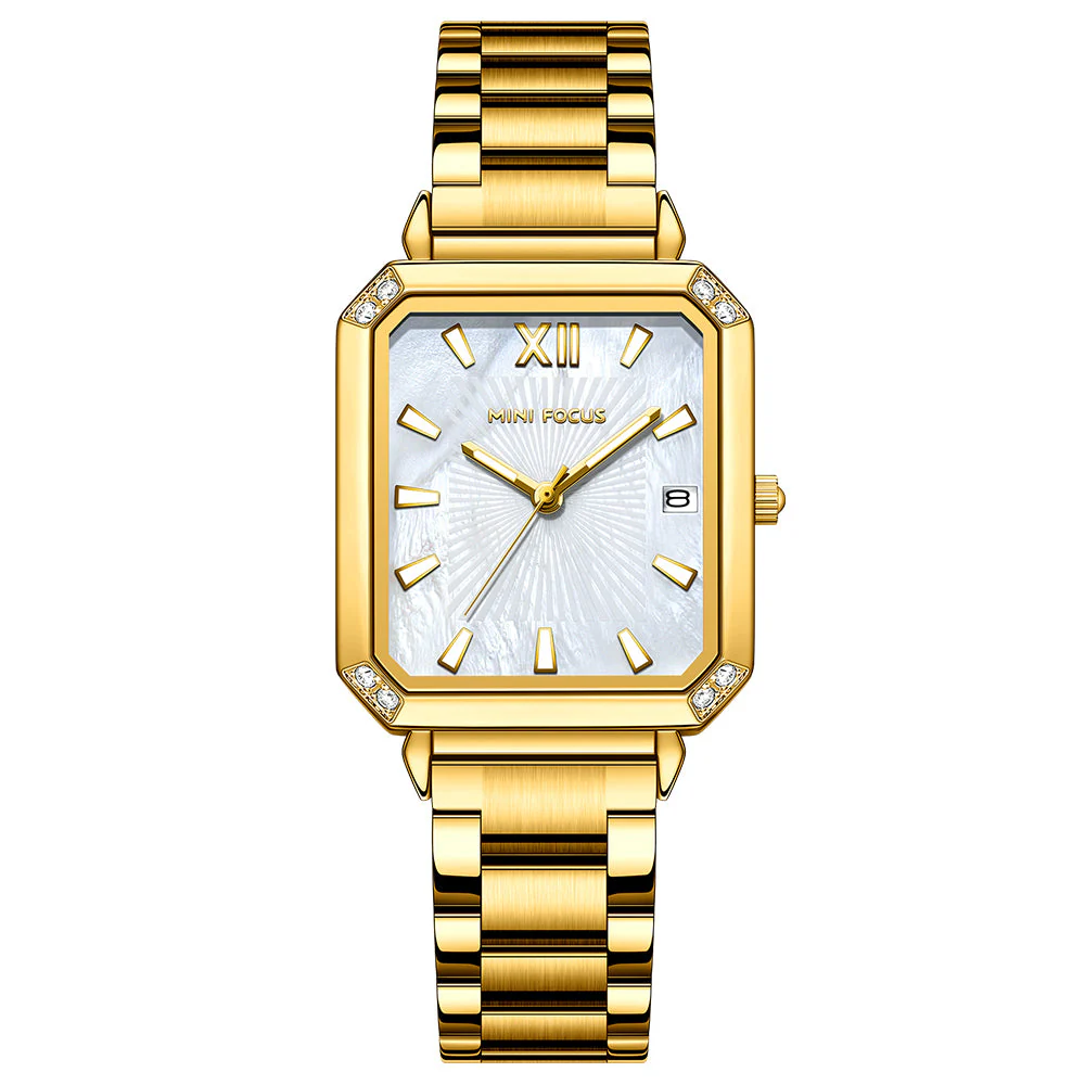 Mini Focus Gold Stainless Steel Mother-of-Pearl Dial Quartz Watch for Ladies - MF0472L-03