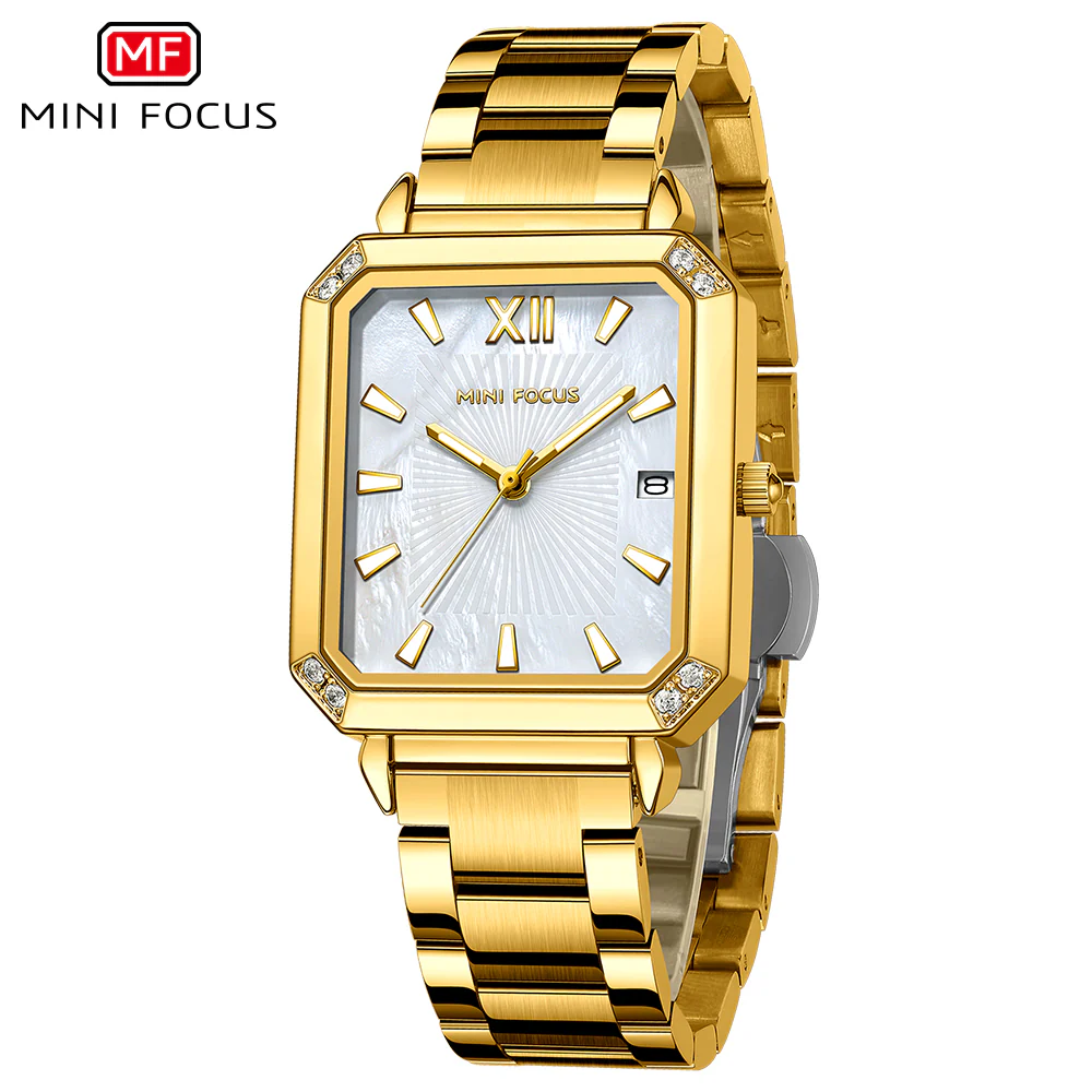 Mini Focus Gold Stainless Steel Mother-of-Pearl Dial Quartz Watch for Ladies - MF0472L-03 - Image 2