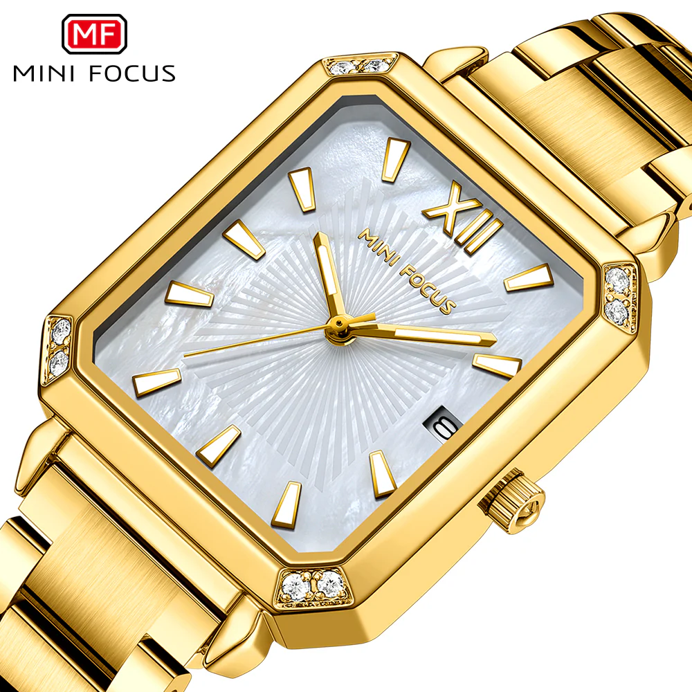 Mini Focus Gold Stainless Steel Mother-of-Pearl Dial Quartz Watch for Ladies - MF0472L-03 - Image 3