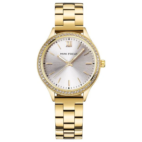 Mini Focus Gold Stainless Steel Silver Dial Quartz Watch for Ladies - MF0043L-01