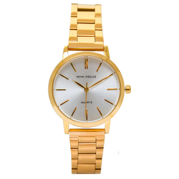 Mini Focus Gold Stainless Steel Silver Dial Quartz Watch for Ladies - MF0307L-02