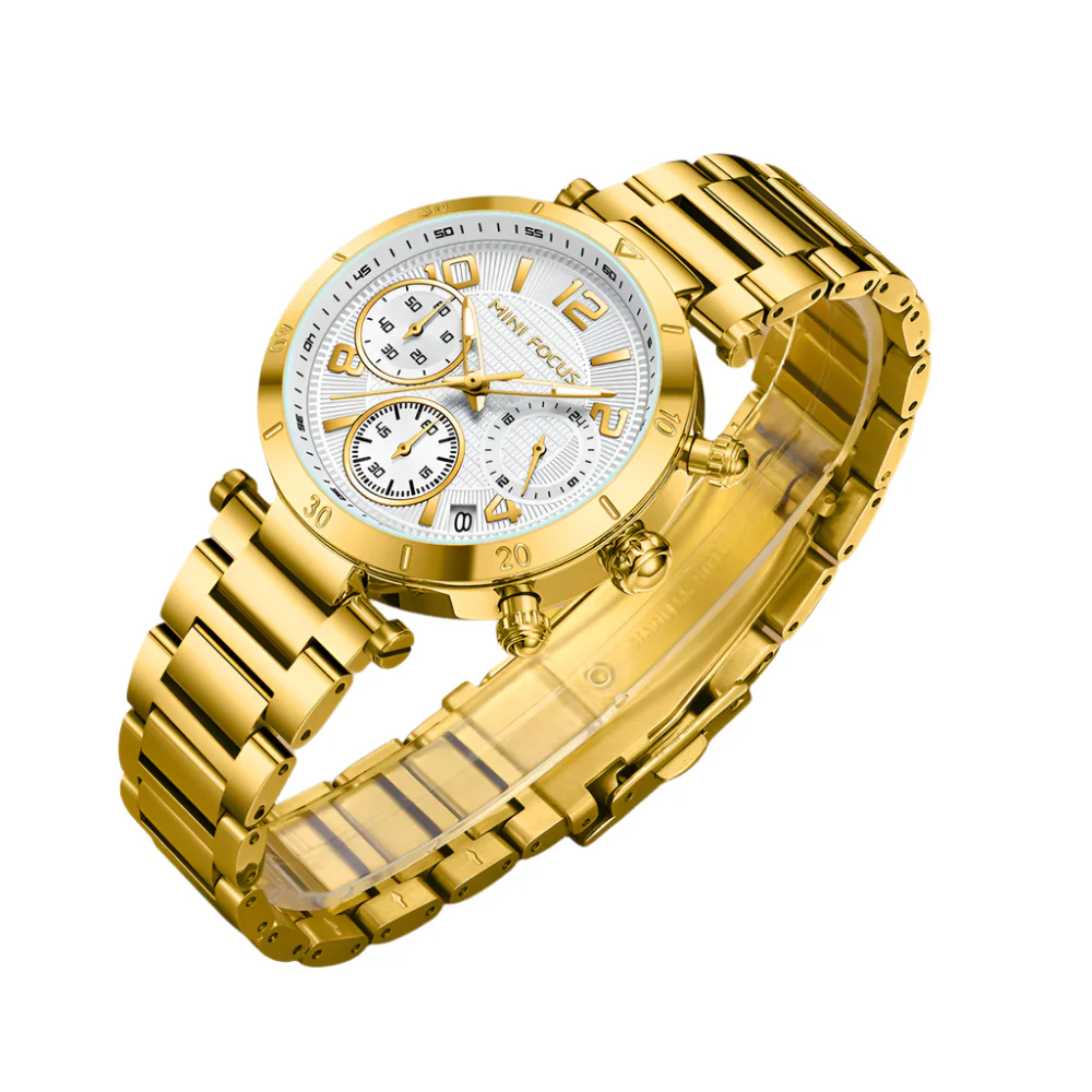 Mini Focus Gold Stainless Steel Silver Dial Quartz Watch for Ladies - MF0489L-03 - Image 2