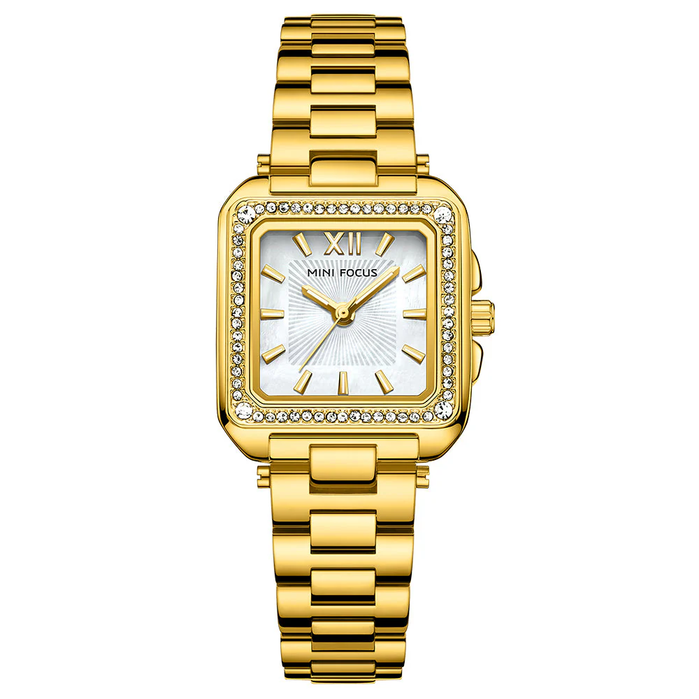 Mini Focus Gold Stainless Steel Silver Dial Quartz Watch for Ladies - MF0619L-05