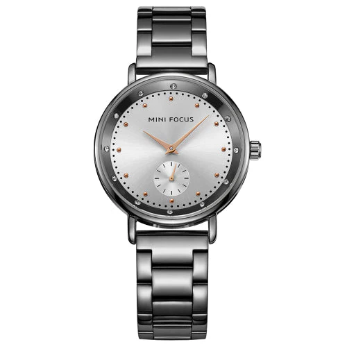Mini Focus Grey Stainless Steel Grey Dial Quartz Watch for Ladies - MF0037L-04