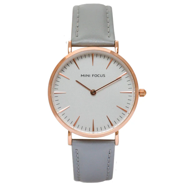 Mini Focus Light Blue Leather Strap Silver Dial Quartz Watch for Ladies - MF0318L-03