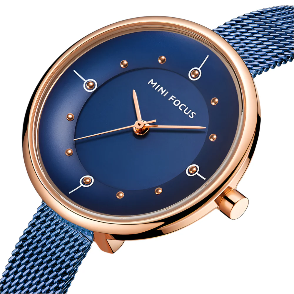 Mini Focus Navy Blue Mesh Bracelet Navy Blue Dial Quartz Watch for Ladies - MF0274L-04 - Image 2