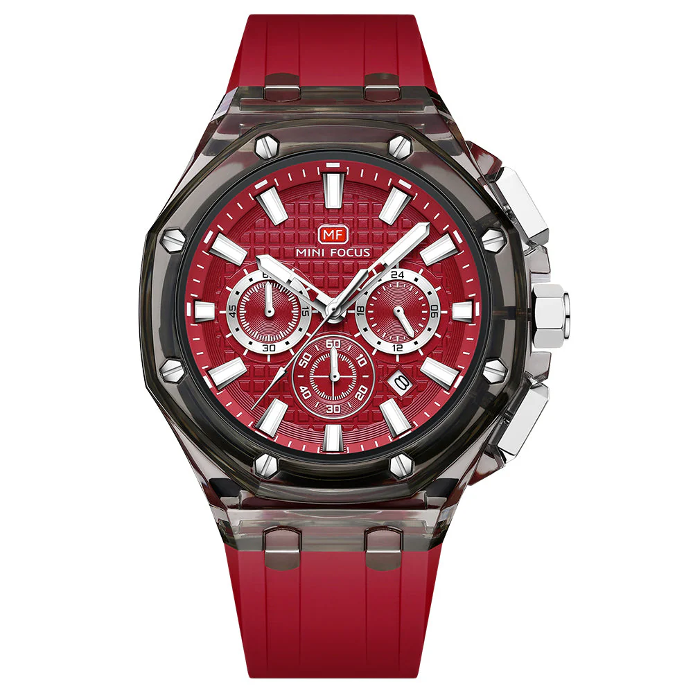 Mini Focus Red Silicone Strap Red Dial Quartz Watch for Gents - MF0616G-03