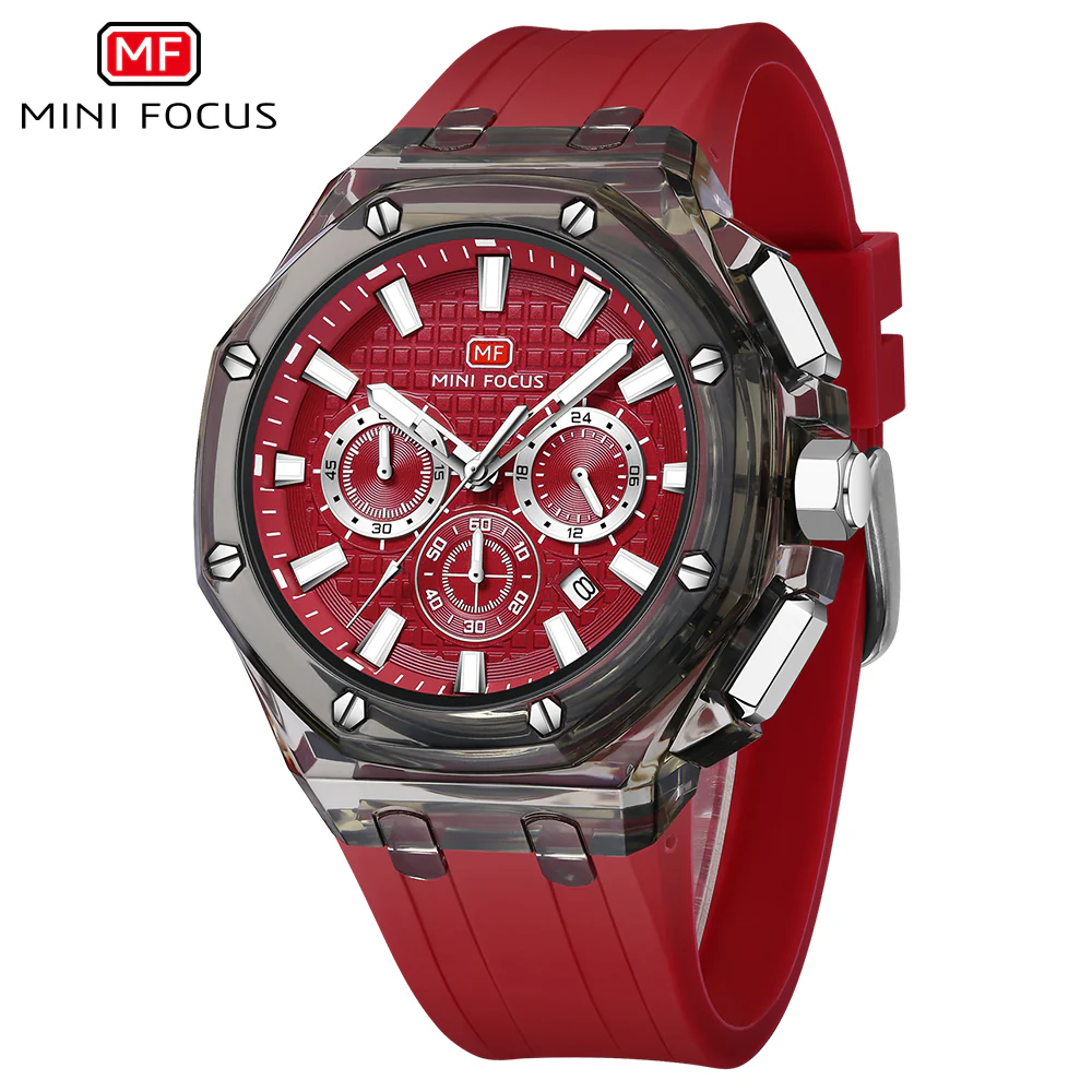 Mini Focus Red Silicone Strap Red Dial Quartz Watch for Gents - MF0616G-03 - Image 2