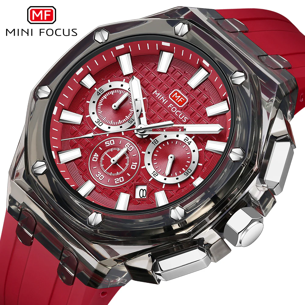 Mini Focus Red Silicone Strap Red Dial Quartz Watch for Gents - MF0616G-03 - Image 3