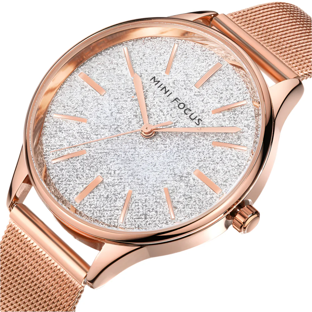 Mini Focus Rose Gold Mesh Bracelet Grey Dial Quartz Watch for Ladies - MF0044L-02 - Image 2
