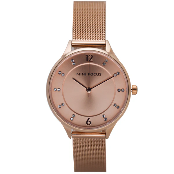 Mini Focus Rose Gold Mesh Bracelet Rose Gold Dial Quartz Watch for Ladies - MF0045L-03