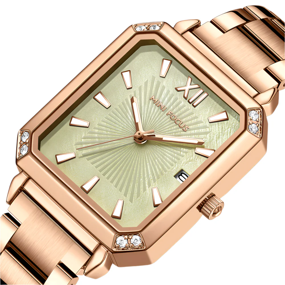 Mini Focus Rose Gold Stainless Steel Green Dial Quartz Watch for Ladies - MF0472L-04 - Image 2