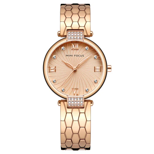 Mini Focus Rose Gold Stainless Steel Rose Gold Dial Quartz Watch for Ladies - MF0186L-04