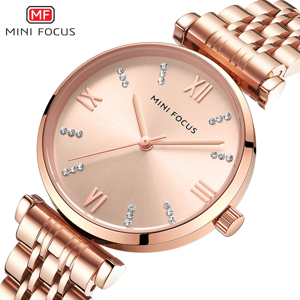 Mini Focus Rose Gold Stainless Steel Rose Gold Dial Quartz Watch for Ladies - MF0335L-03 - Image 3