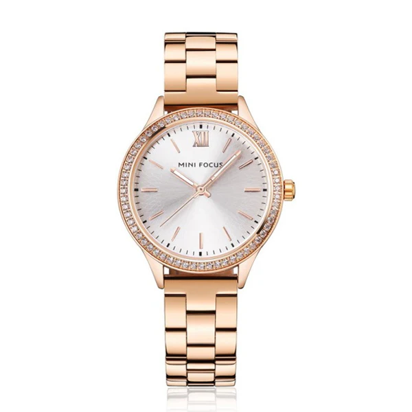 Mini Focus Rose Gold Stainless Steel Silver Dial Quartz Watch for Ladies - MF0043L-03 - Image 2