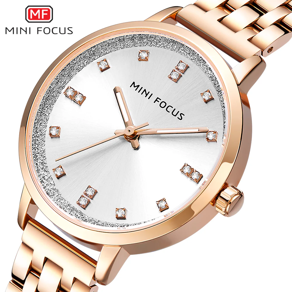 Mini Focus Rose Gold Stainless Steel Silver Dial Quartz Watch for Ladies - MF0047L-02 - Image 2