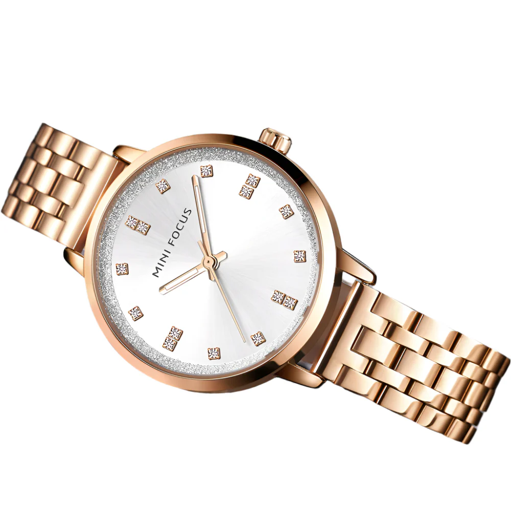 Mini Focus Rose Gold Stainless Steel Silver Dial Quartz Watch for Ladies - MF0047L-02 - Image 3