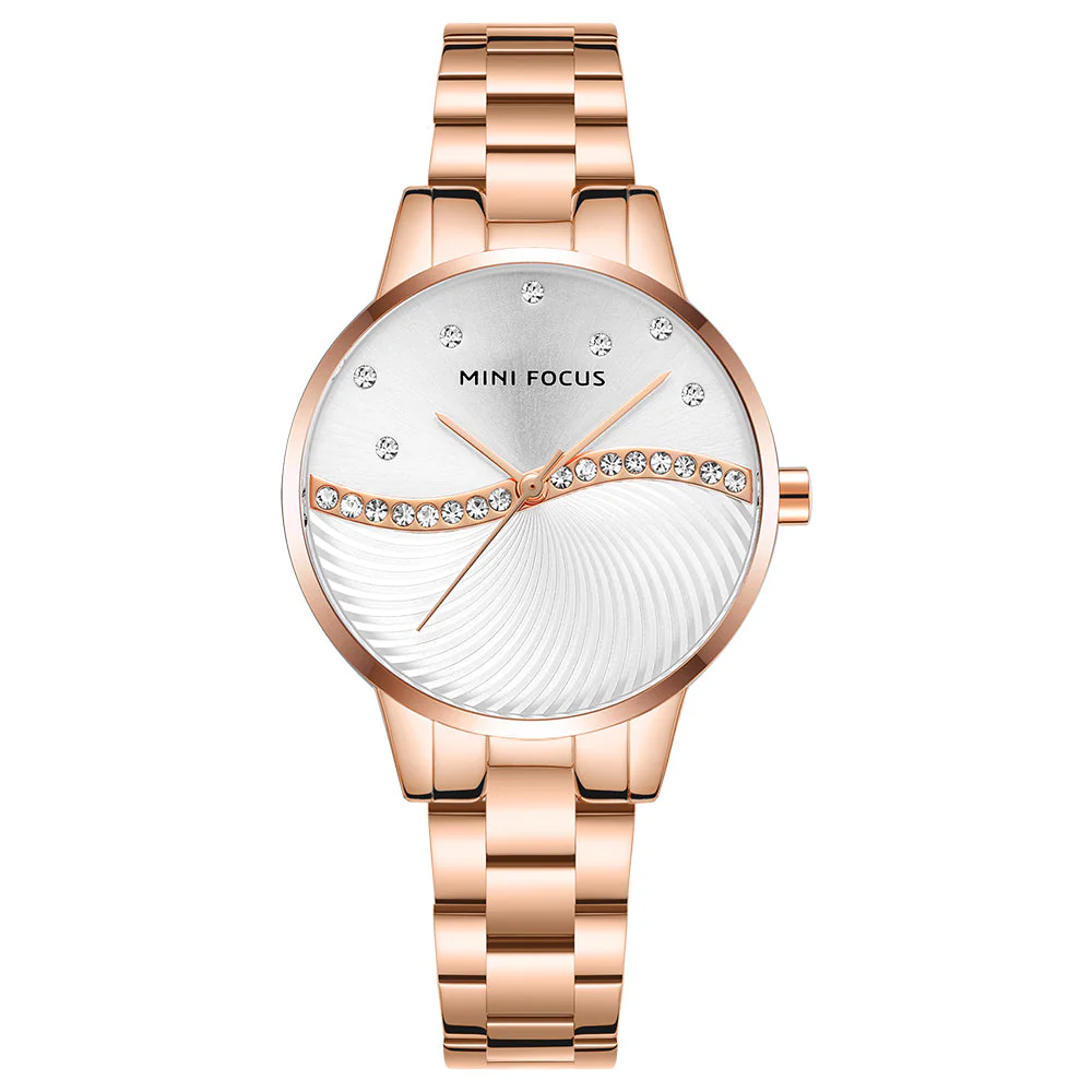 Mini Focus Rose Gold Stainless Steel Silver Dial Quartz Watch for Ladies - MF0263L-03