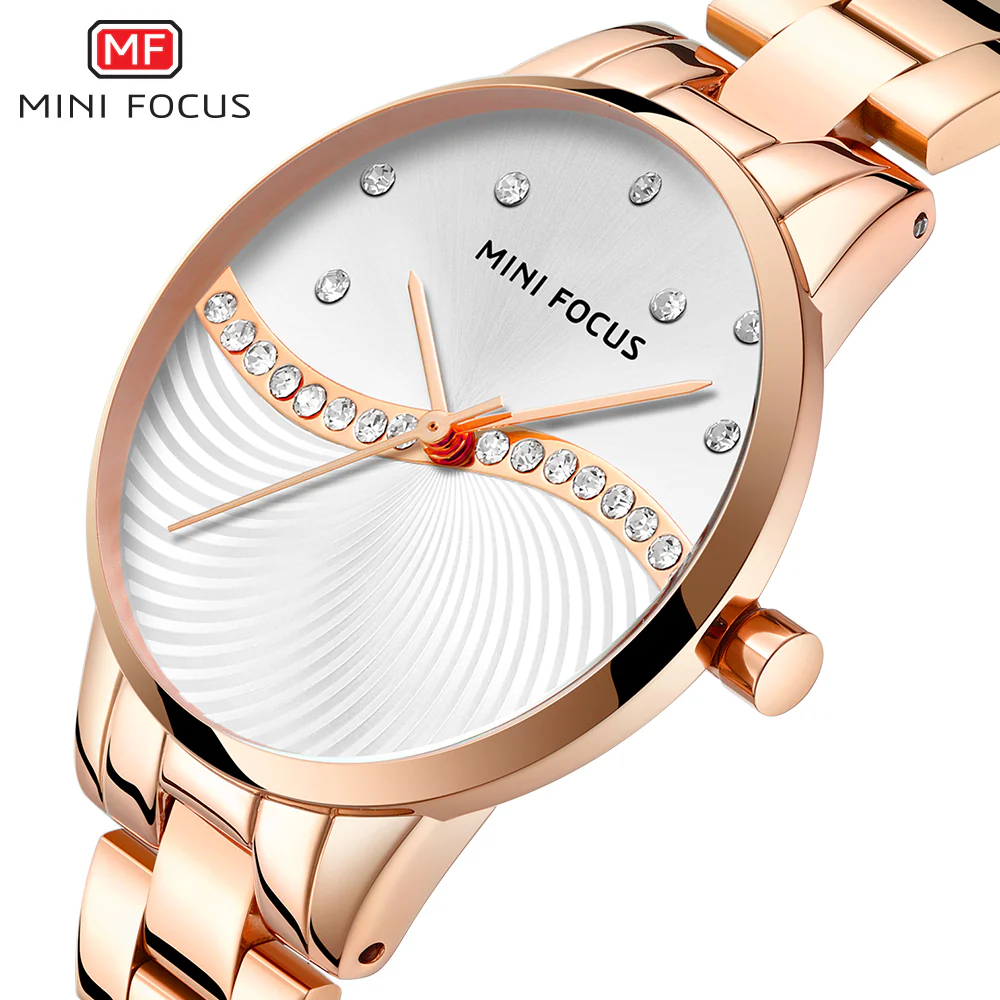 Mini Focus Rose Gold Stainless Steel Silver Dial Quartz Watch for Ladies - MF0263L-03 - Image 2