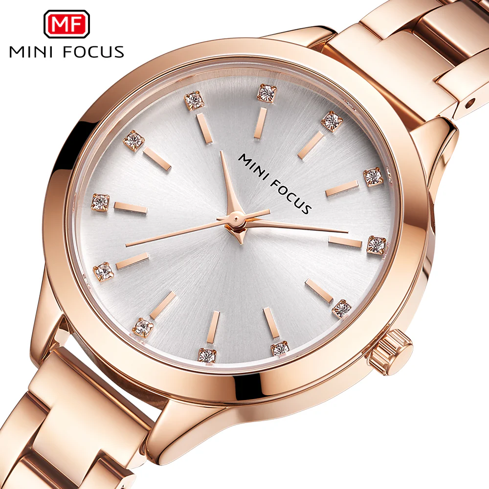 Mini Focus Rose Gold Stainless Steel Silver Dial Quartz Watch for Ladies - MF0367L-03 - Image 3