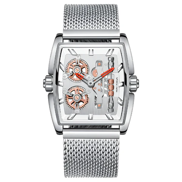 Mini Focus Silver Mesh Bracelet Silver Dial Quartz Watch for Gents - MF0322G-05