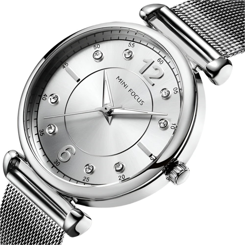 Mini Focus Silver Mesh Bracelet Silver Dial Quartz Watch for Ladies - MF0177L-05 - Image 2