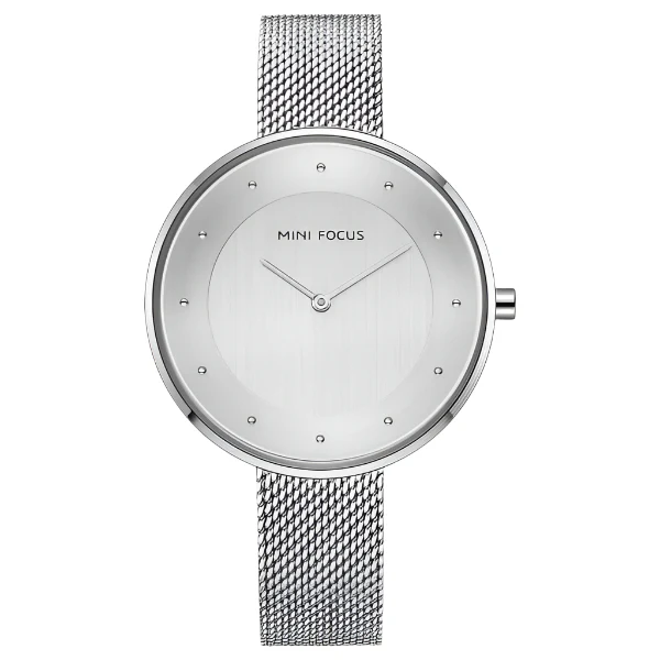 Mini Focus Silver Mesh Bracelet Silver Dial Quartz Watch for Ladies - MF0179L-02