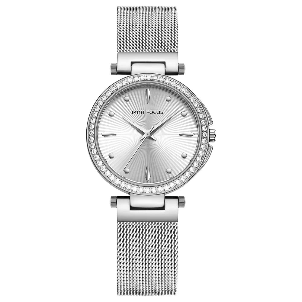 Mini Focus Silver Mesh Bracelet Silver Dial Quartz Watch for Ladies - MF0194L-03