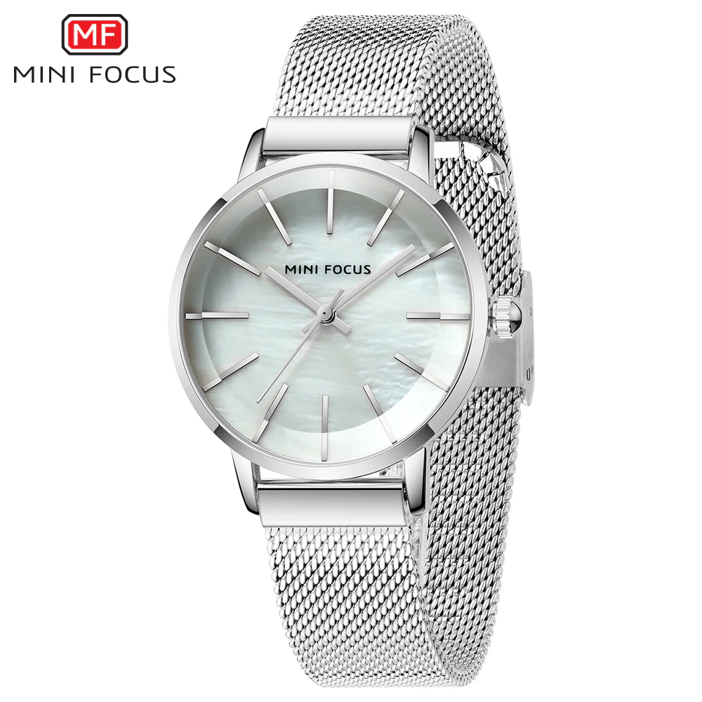 Mini Focus Silver Mesh Bracelet Silver Dial Quartz Watch for Ladies - MF0257L-02 - Image 3