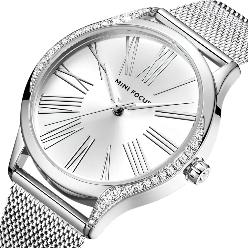 Mini Focus Silver Mesh Bracelet Silver Dial Quartz Watch for Ladies - MF0259L-02 - Image 2