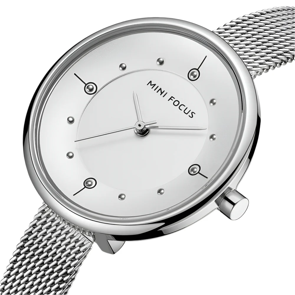 Mini Focus Silver Mesh Bracelet Silver Dial Quartz Watch for Ladies - MF0274L-02 - Image 2