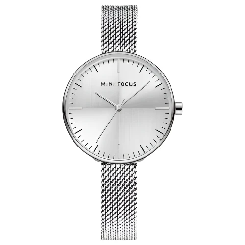 Mini Focus Silver Mesh Bracelet Silver Dial Quartz Watch for Ladies - MF0275L-02