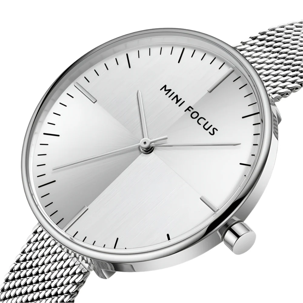 Mini Focus Silver Mesh Bracelet Silver Dial Quartz Watch for Ladies - MF0275L-02 - Image 2