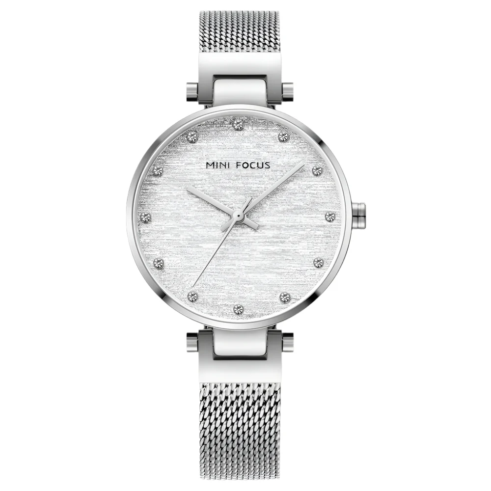 Mini Focus Silver Mesh Bracelet Silver Dial Quartz Watch for Ladies - MF0328L-01