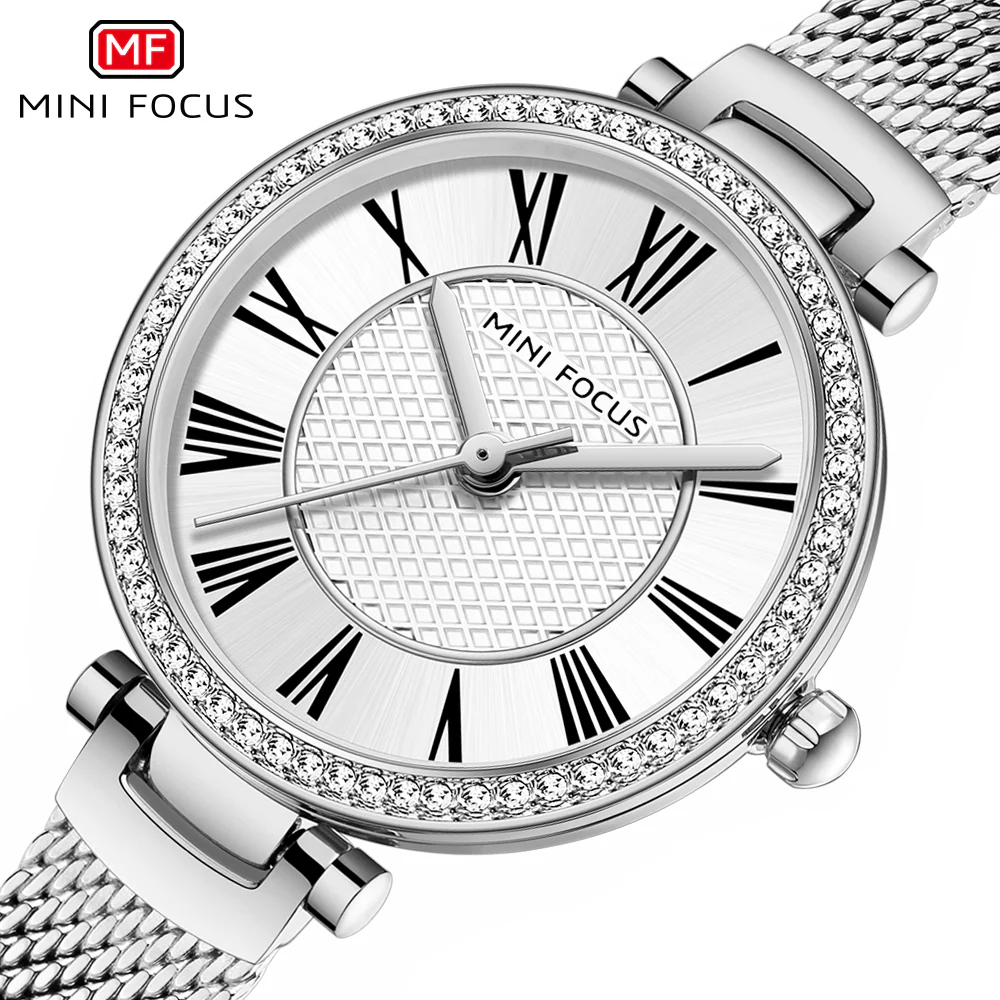 Mini Focus Silver Mesh Bracelet Silver Dial Quartz Watch for Ladies - MF0424L-01 - Image 2