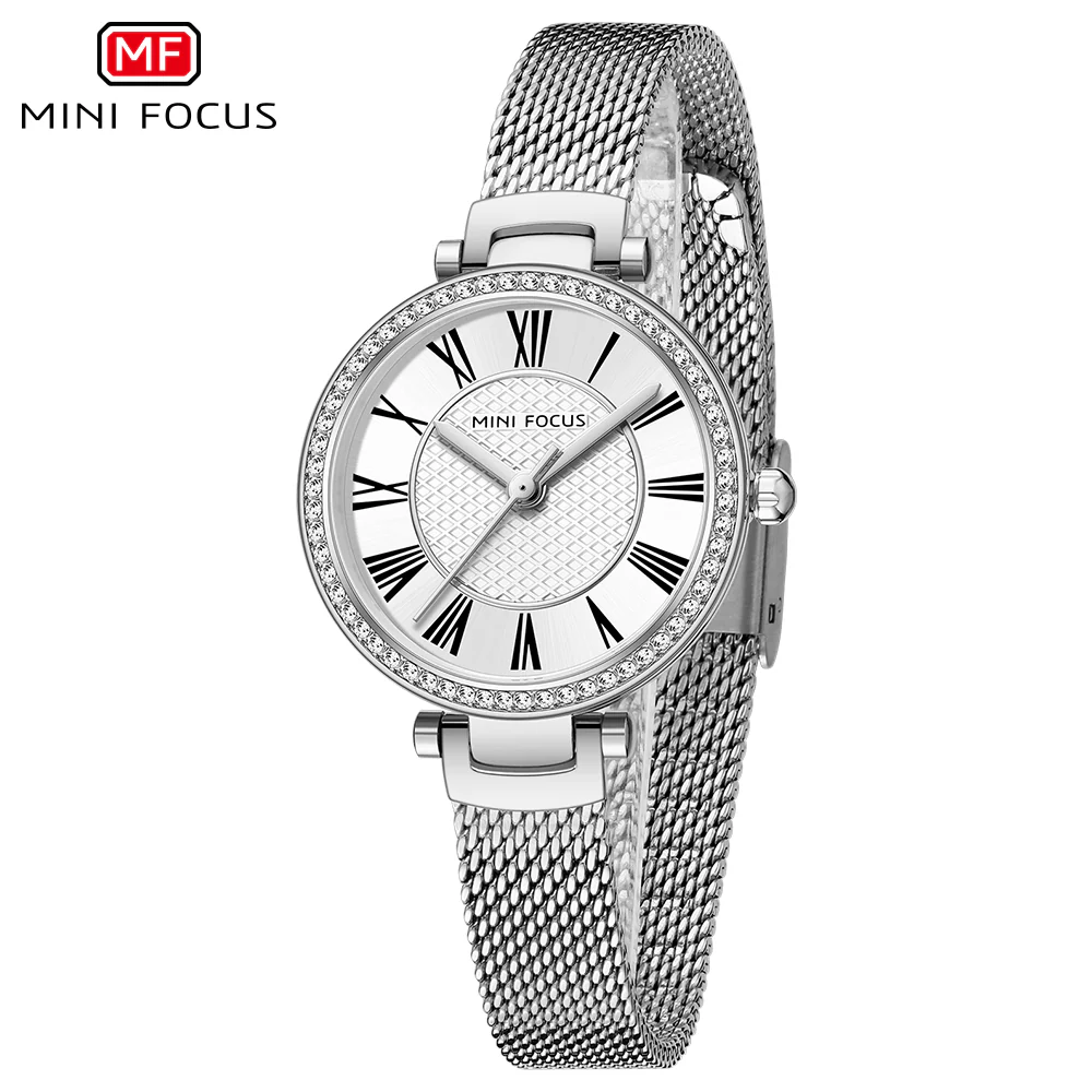 Mini Focus Silver Mesh Bracelet Silver Dial Quartz Watch for Ladies - MF0424L-01 - Image 3