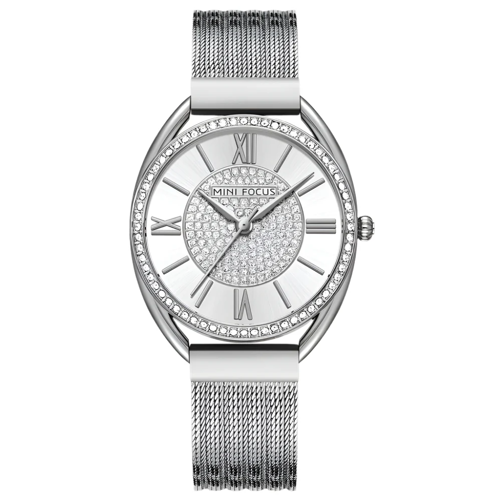 Mini Focus Silver Mesh Bracelet Silver Dial Quartz Watch for Ladies - MF0425L-01
