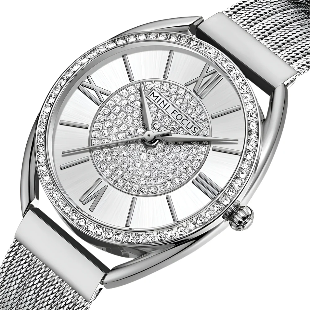 Mini Focus Silver Mesh Bracelet Silver Dial Quartz Watch for Ladies - MF0425L-01 - Image 2