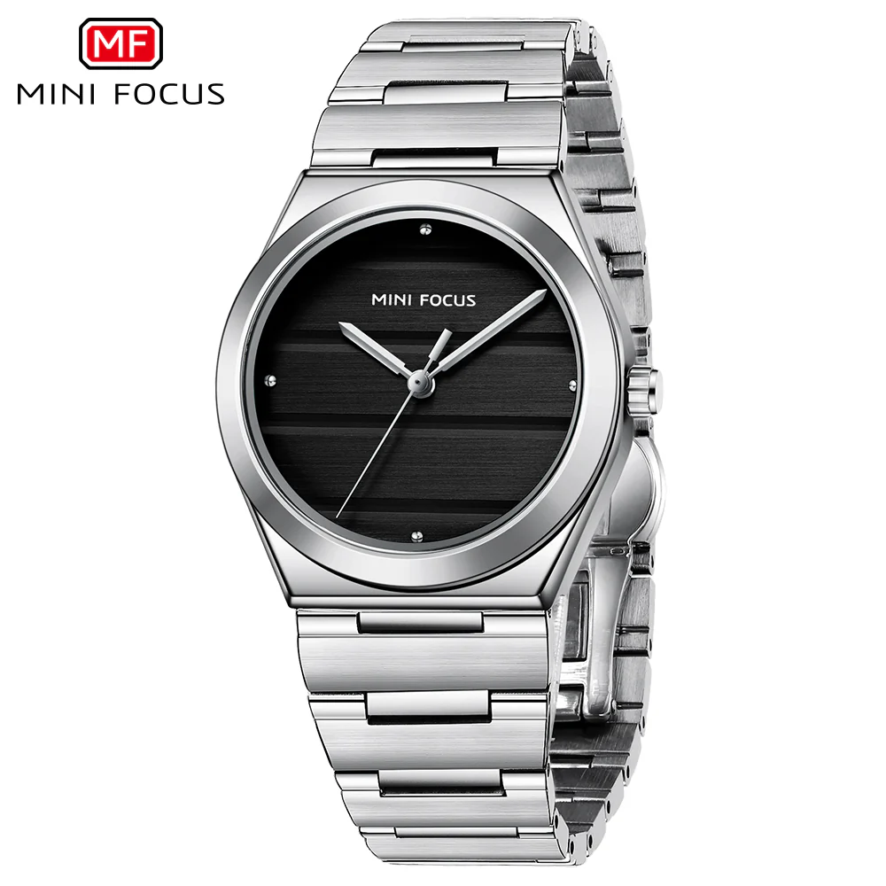 Mini Focus Silver Stainless Steel Black Dial Quartz Watch for Ladies - MF0611L-01 - Image 2