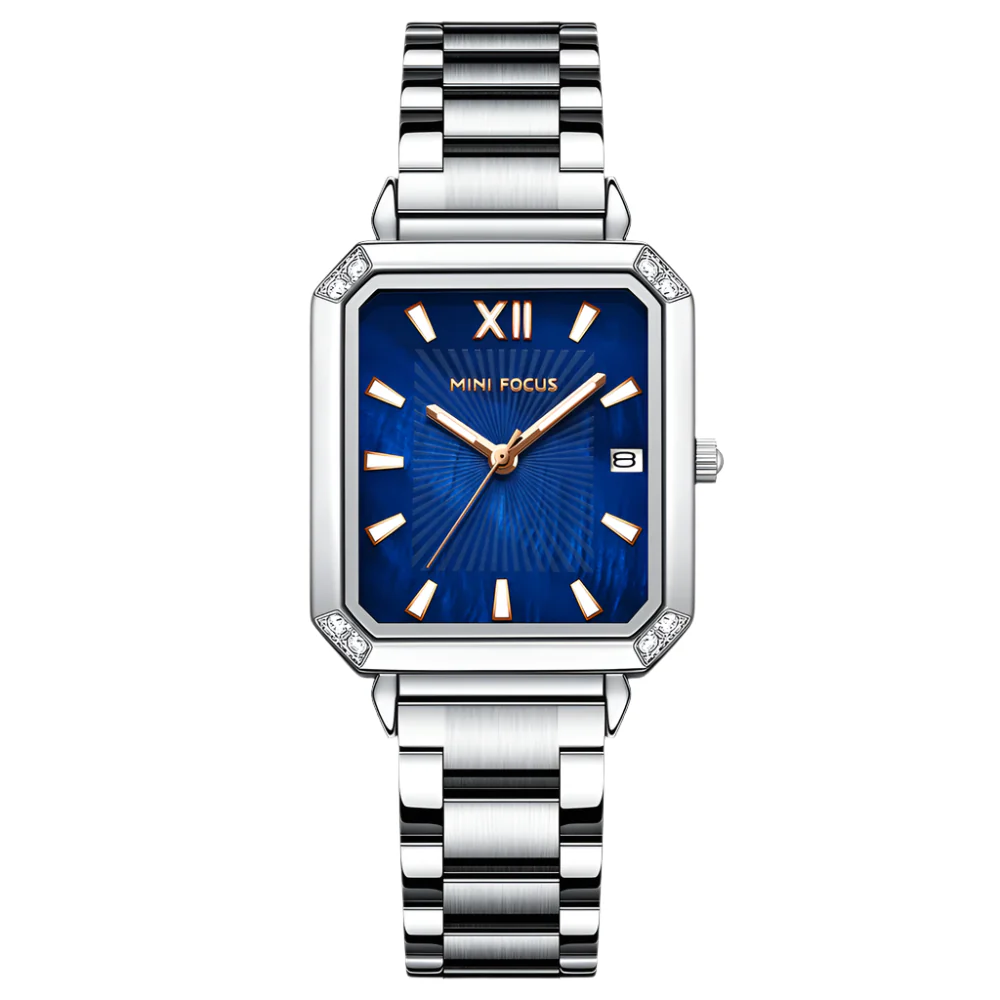 Mini Focus Silver Stainless Steel Blue Dial Quartz Watch for Ladies - MF0472L-05