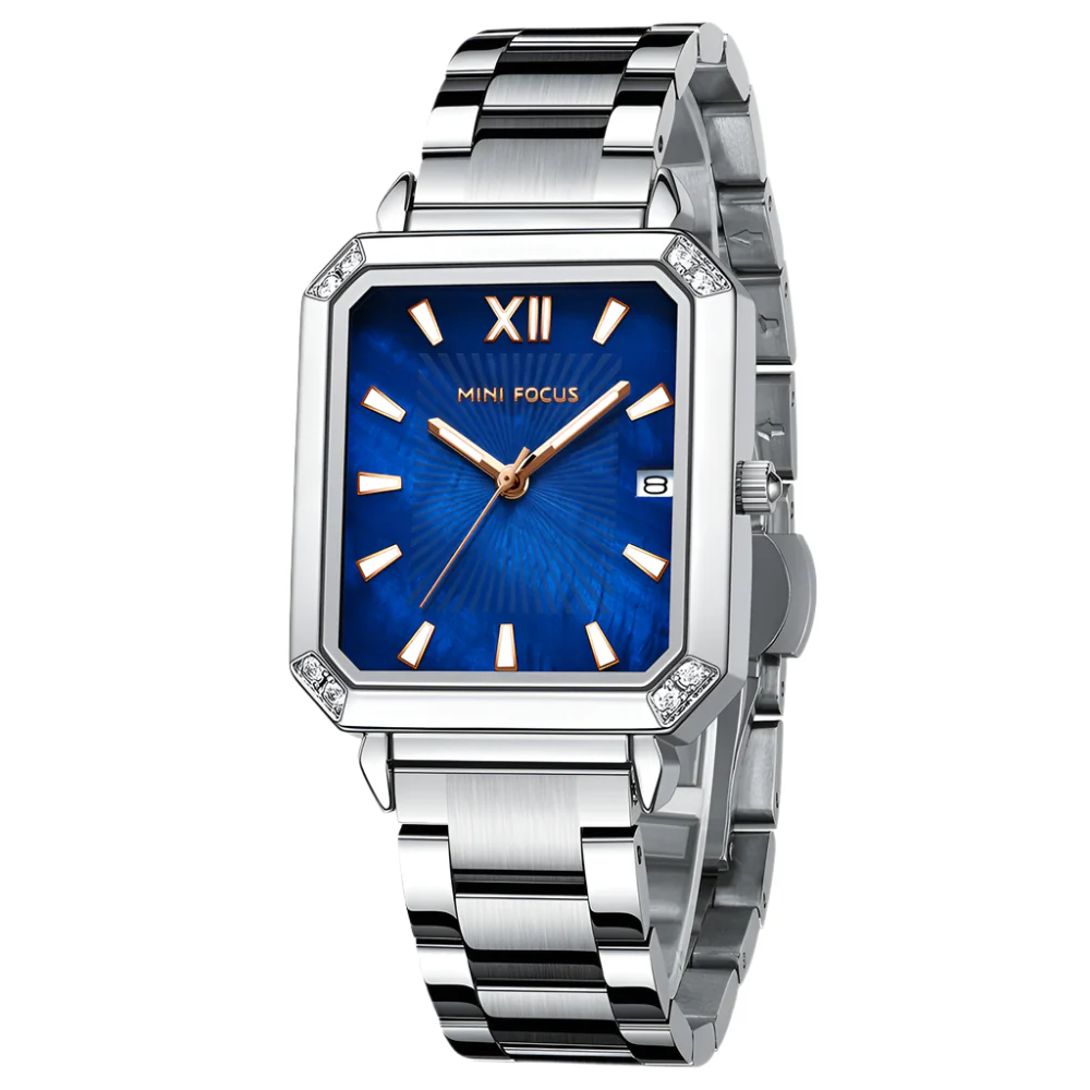 Mini Focus Silver Stainless Steel Blue Dial Quartz Watch for Ladies - MF0472L-05 - Image 2