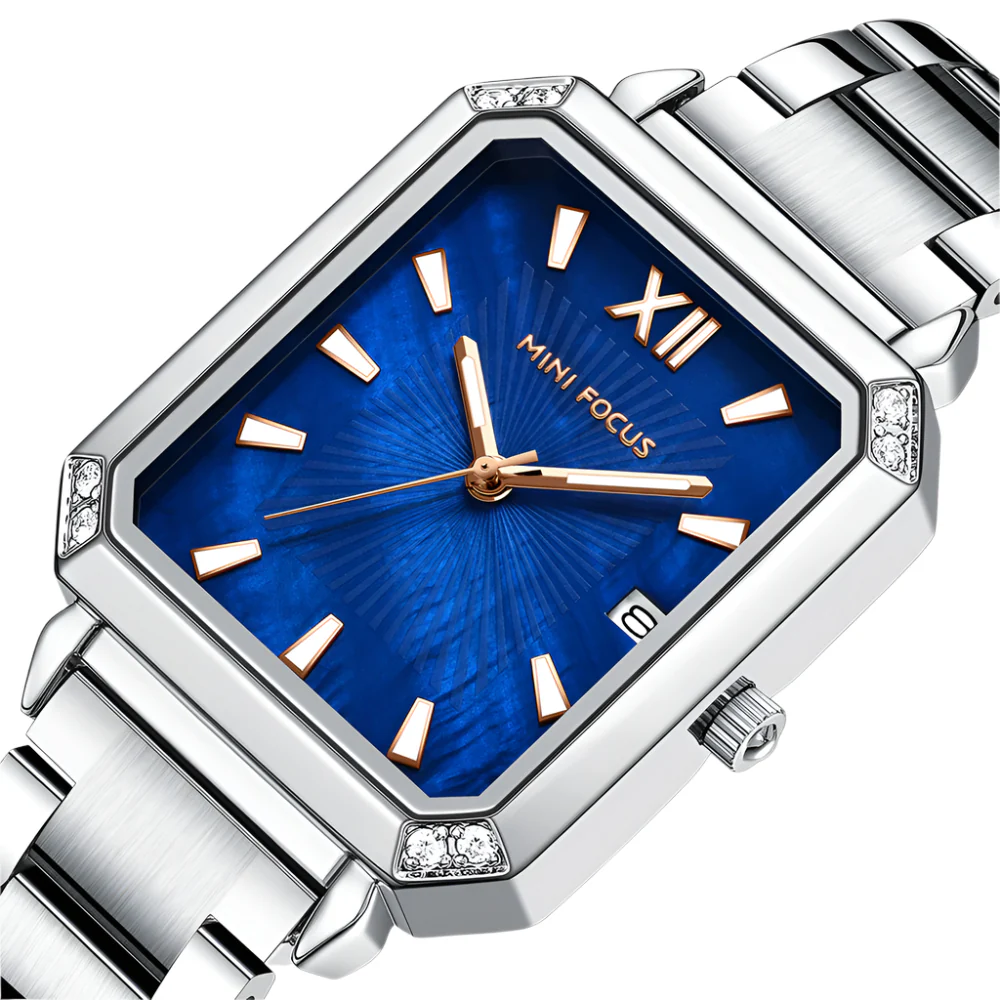 Mini Focus Silver Stainless Steel Blue Dial Quartz Watch for Ladies - MF0472L-05 - Image 3