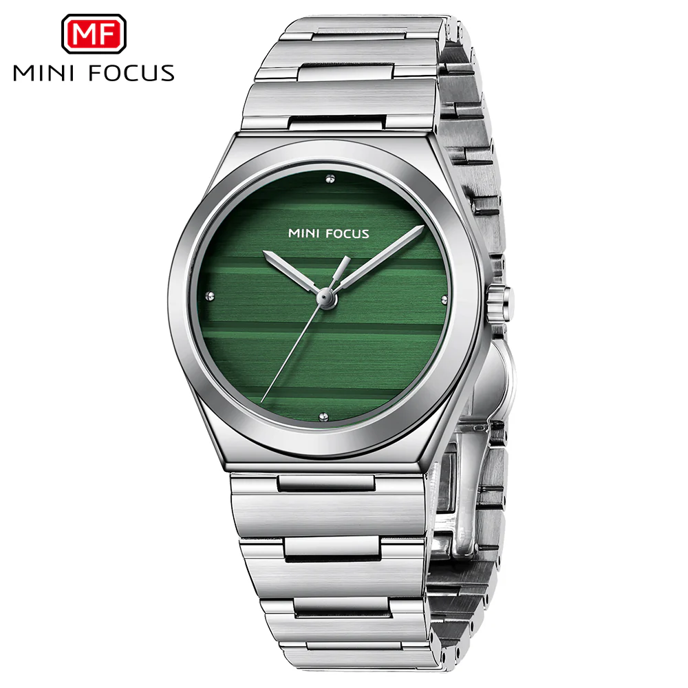 Mini Focus Silver Stainless Steel Green Dial Quartz Watch for Ladies - MF0611L-03 - Image 3