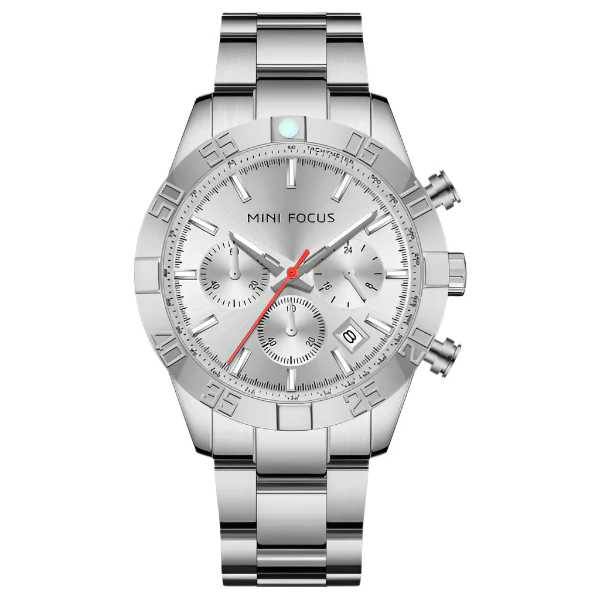Mini Focus Silver Stainless Steel Silver Dial Chronograph Quartz Watch for Gents - MF0416G-01