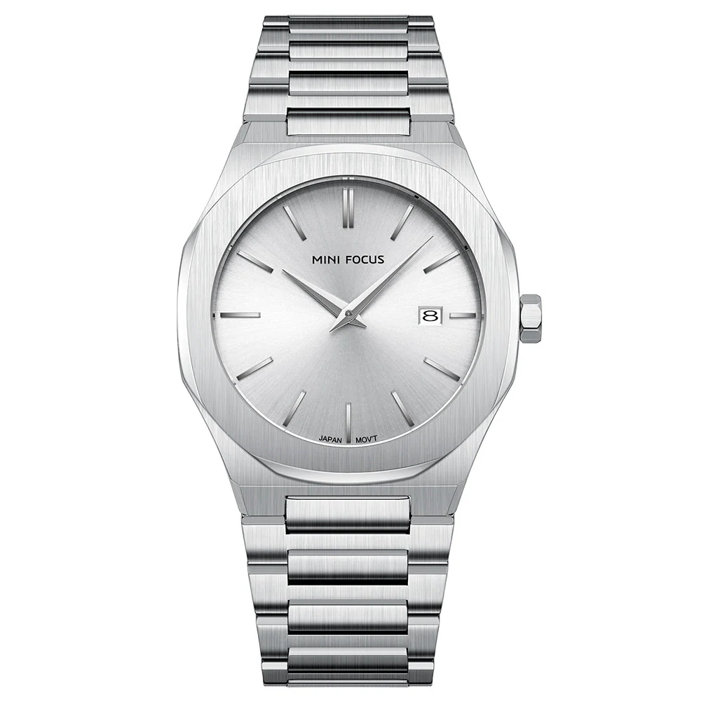 Mini Focus Silver Stainless Steel Silver Dial Quartz Watch for Gents - MF0620G-02